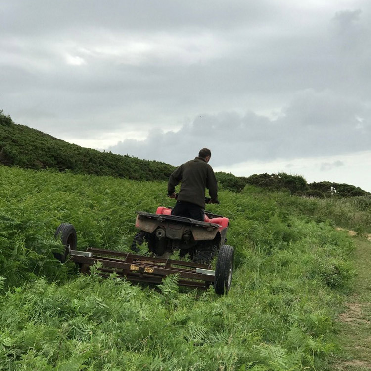 Pwlldu Cliffs LNR managed with a quad bike and roller