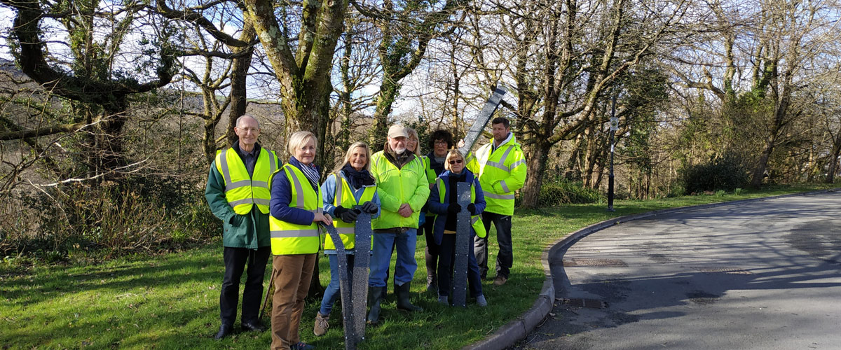 Volunteers coming together to install the toad ladders